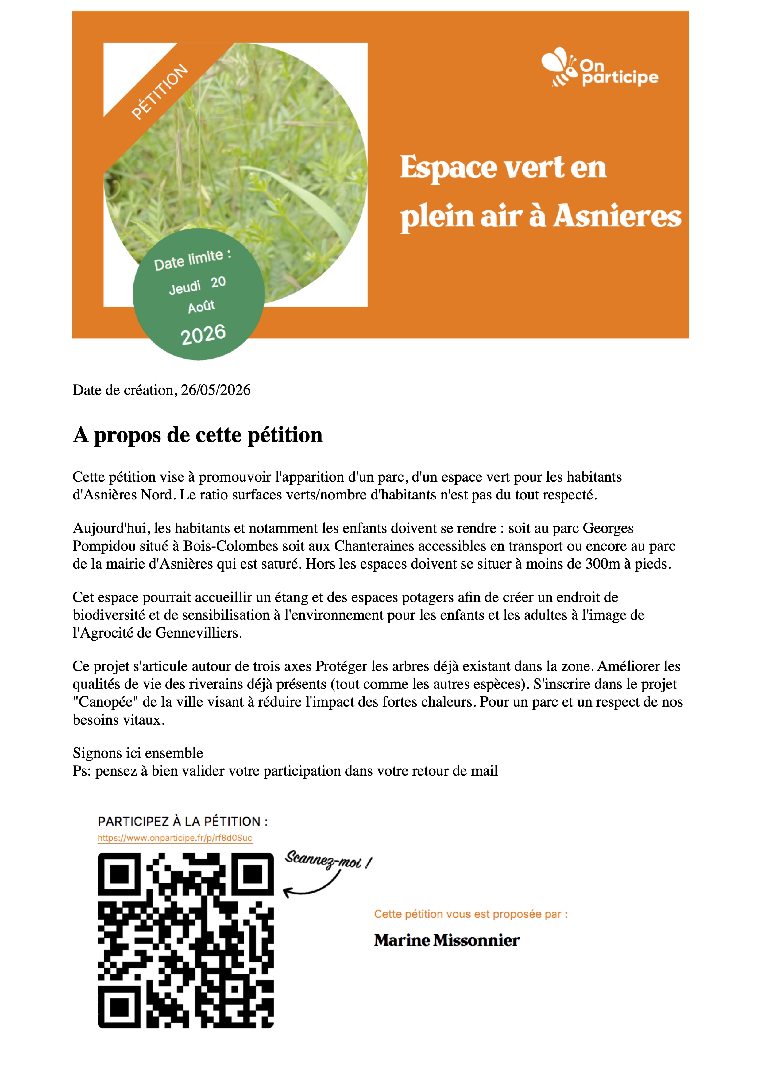 Affiche Pétition Marine